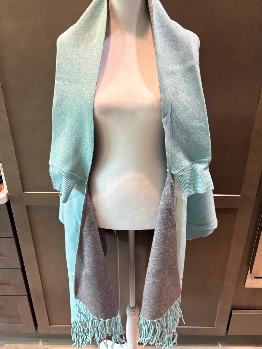 Unique Blue Embroidered Shrug Shawl Cardigan Wrap
